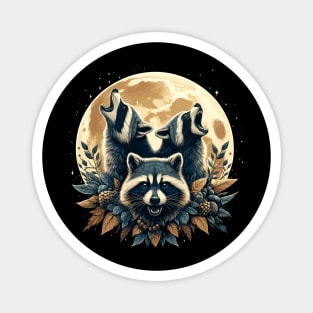 Whimsical Raccoons Moon Howl Magnet